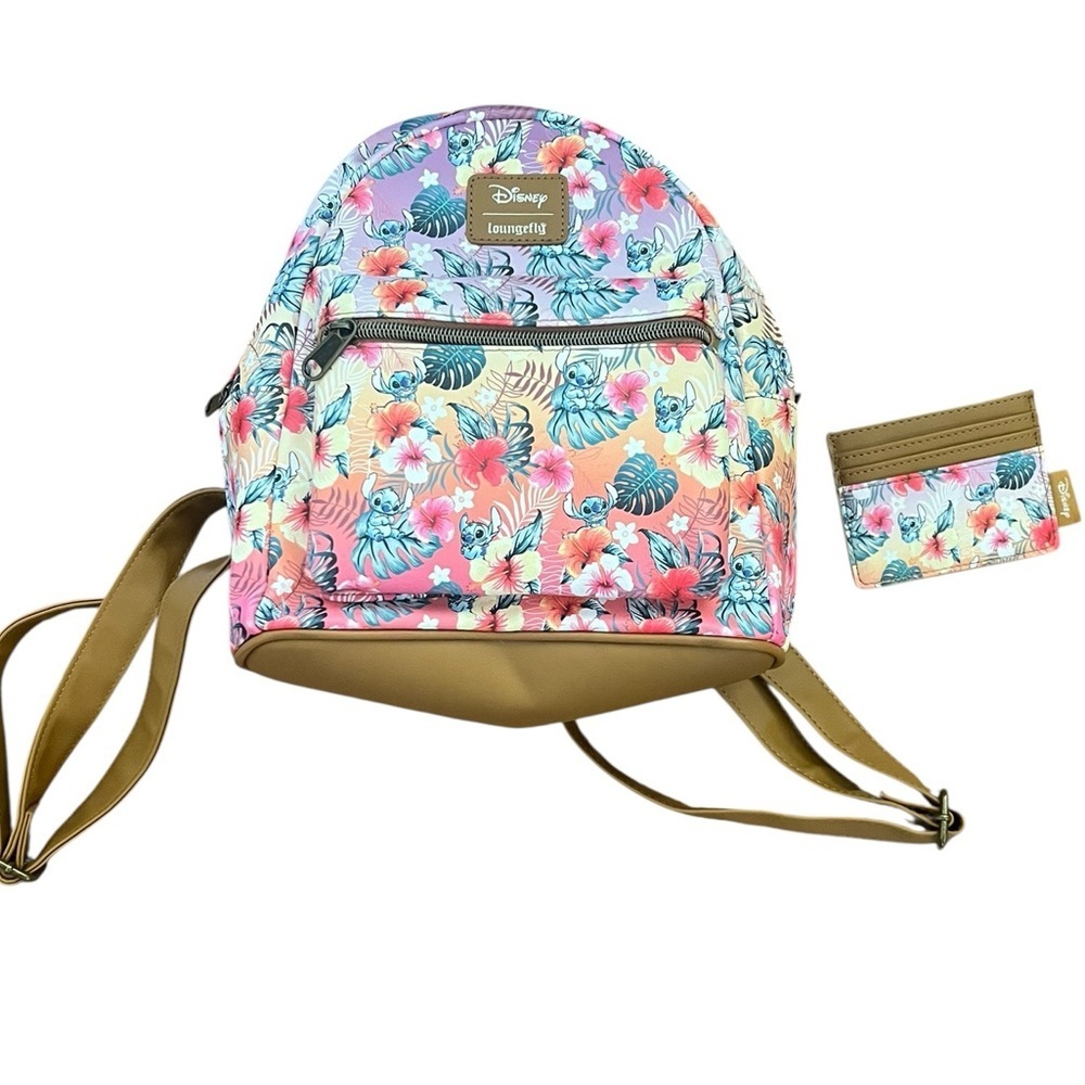 Loungefly x Disney Stitch Tropical Print Backpack & Wallet Card Holder Set